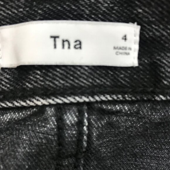 Aritzia TNA Black Denim Midi Skirt With Side Slit Size 4 - Picture 7 of 8